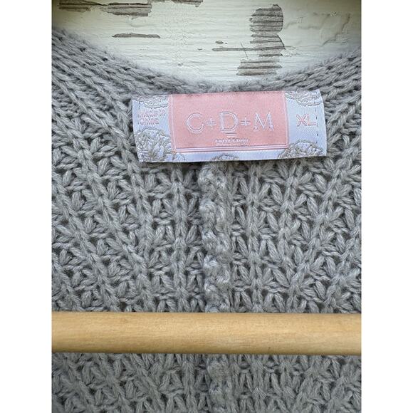 CDM Womens Cardigan Sweater XL Gray Batwing Oversized Layer Waffle Knit Cozy - Picture 4 of 4